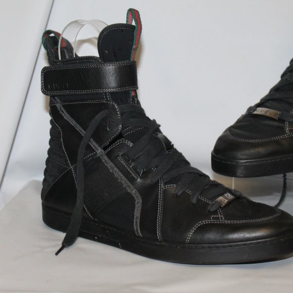 Authentic Gucci Hi-Top Combat Style Sneakers Sport Shoes - Picture 2 of 11